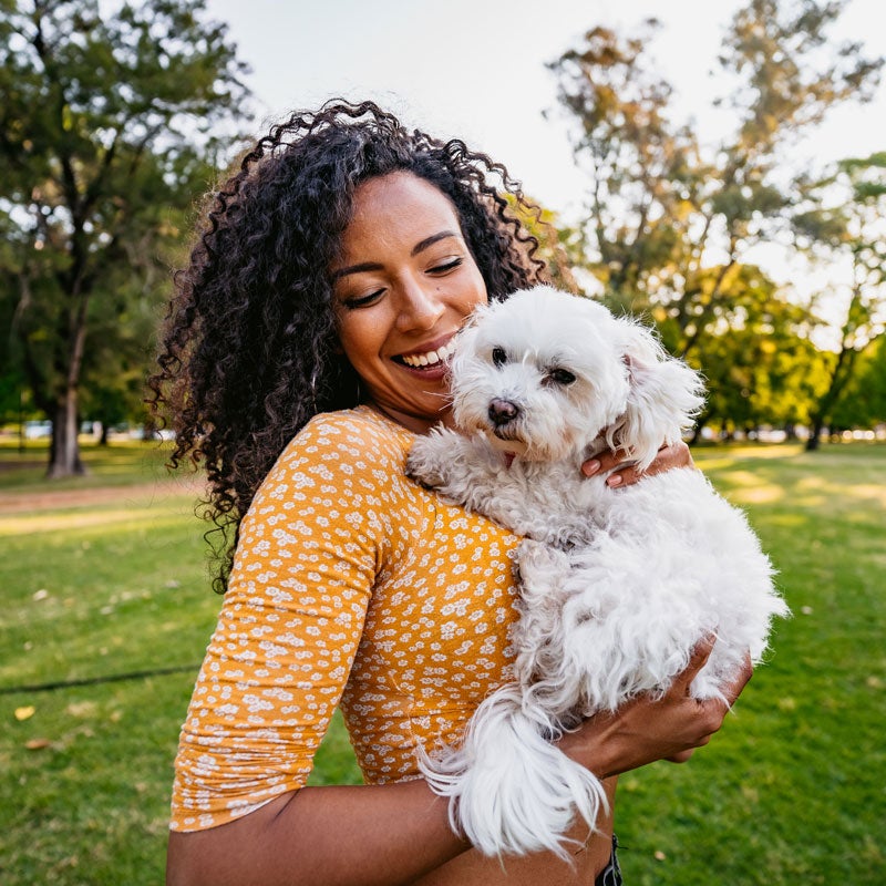lady holding dog